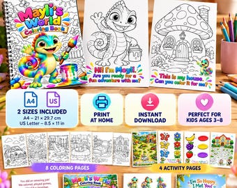 Mayli’s World Coloring Book for Kids, Printable Coloring and Activity Pages, 17 Page PDF, A4 and US Letter, Instant Download
