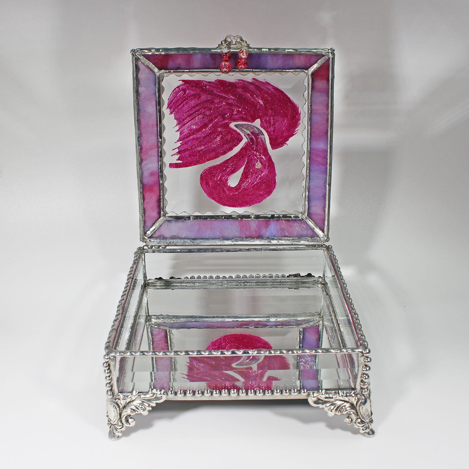 Flamingo Hand Painted Treasure Box, Jewelry Box