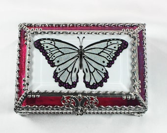 Butterfly, Treasure Box, stained glass box, stained glass, display box, jewelry box, , souvenir, mystic