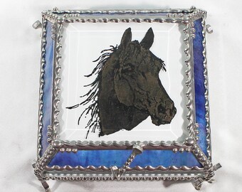 Horse, Equine, Hand Painted, Stained Glass, Keepsake Box,Jewelry Box, Faberge Style, Treasure Box