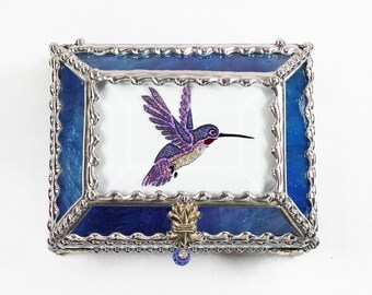 Hummingbird Jewelry Box, Faberge Style, Trinket Box, Columbine