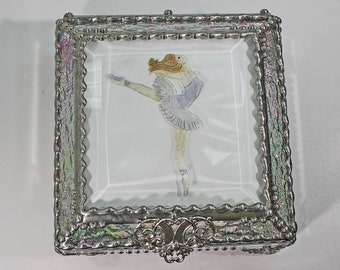 Ballerina, Dance, Treasure Box, stained glass box, stained glass, display box, jewelry box, , souvenir, mystic