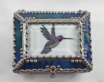 Hummingbird Jewelry Box, Faberge Style, Trinket Box, Columbine