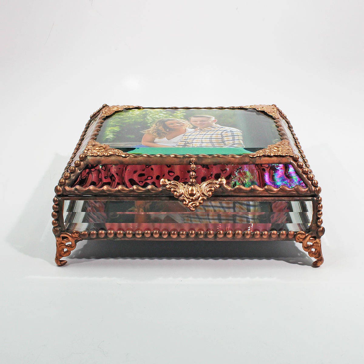 Photo Glass Jewelry Display Box Treasure Box