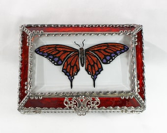 Butterfly, Treasure Box, stained glass box, stained glass, display box, jewelry box, , souvenir, mystic