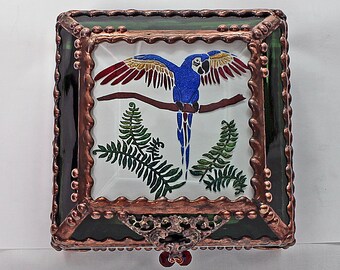 Parrot, Treasure Box, stained glass box, stained glass, display box, jewelry box, , souvenir, mystic