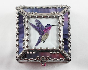 Hummingbird Jewelry Box, Faberge Style, Trinket Box, Columbine