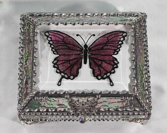 Butterfly, Treasure Box, stained glass box, stained glass, display box, jewelry box, , souvenir, mystic