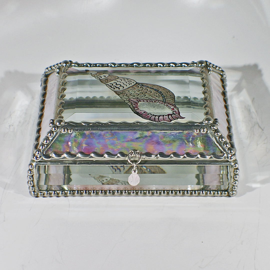 Sea Shell, Jewelry Box, Trinket Box, Keepsake Box, Stained Glass, Glass