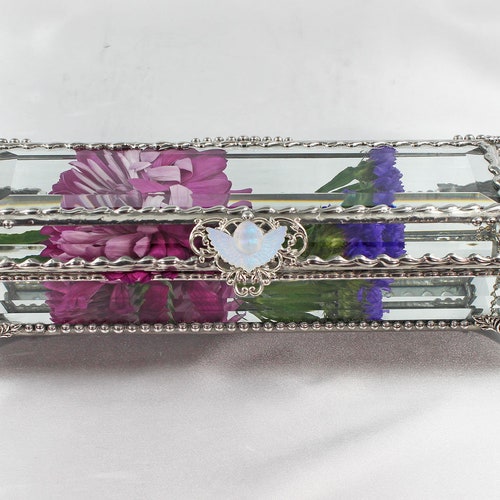 Crystal Box, Wedding Display, stained glass box, wedding ring presentation display box, jewelry box, , souvenir keepsake box, Made shops in USA