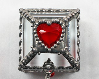 Birth Stone, Ring Box, Engagement Ring Box, Presentation Box, Wedding Box, Faberge Style, Beveled
