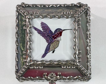 Etched Hand Painted Hummingbird - Treasure Box