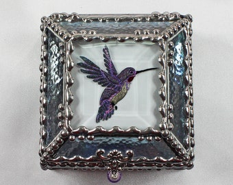 Hummingbird Jewelry Box, Faberge Style, Trinket Box, Columbine