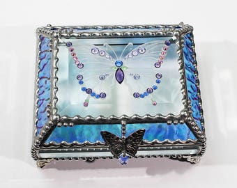 Jewel Encrusted Butterfly Treasure Box -4x5