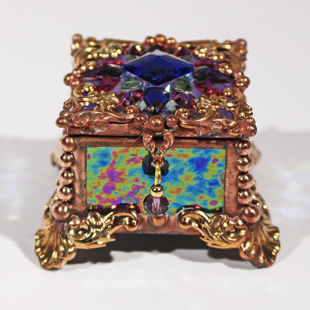 Jewel Encrusted Fairy Box, Stained Glass Box, Ring Box, Presentation