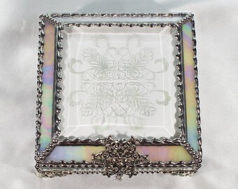 Victorian Snowflake, Treasure Box, stained glass box, stained glass, display box, jewelry box, , souvenir, mystic