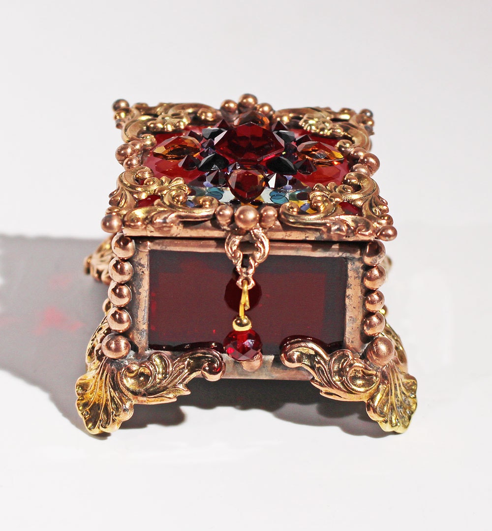 Jewel Encrusted Fairy Box, Stained Glass Box, Ring Box, Presentation