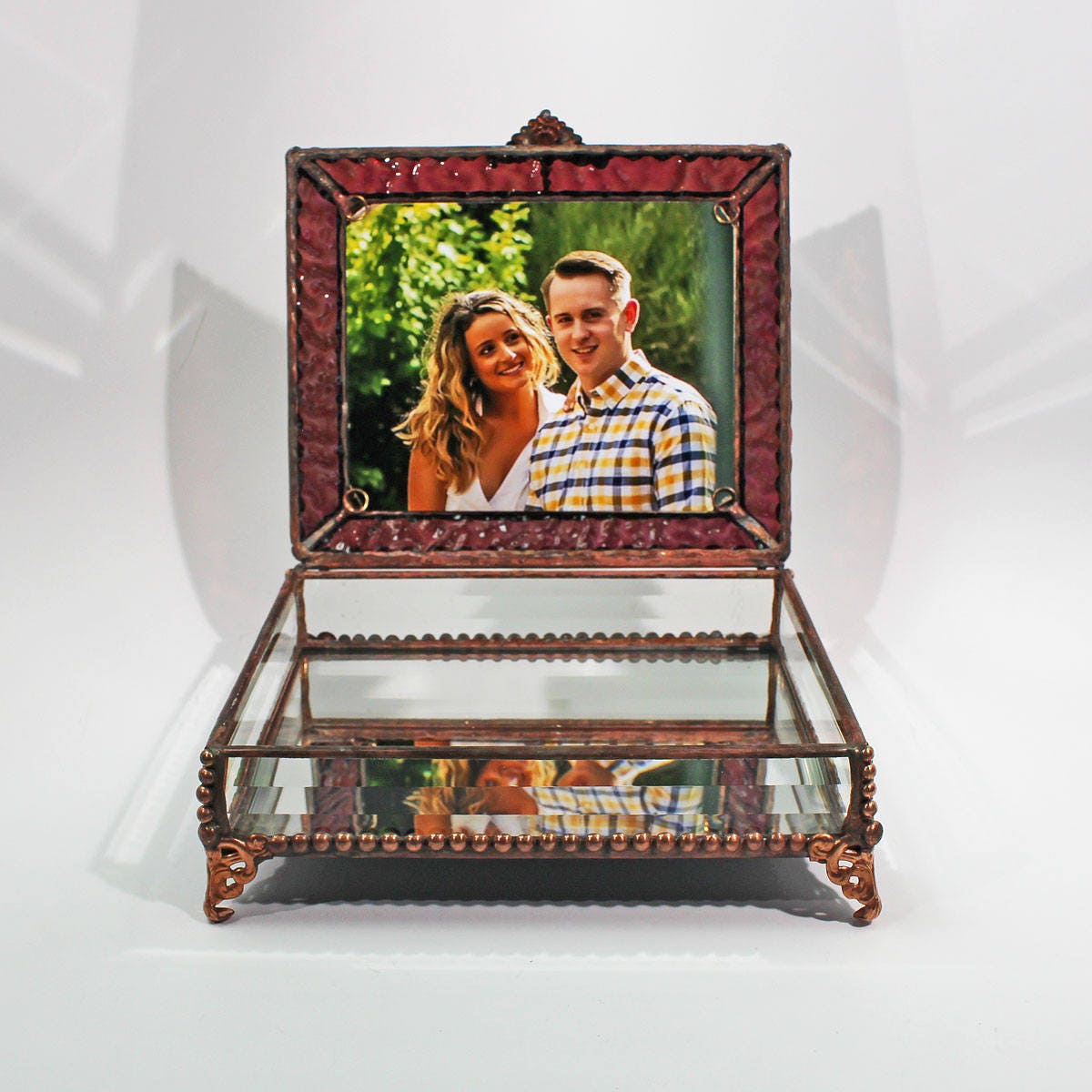 Photo Glass Jewelry Display Box Treasure Box