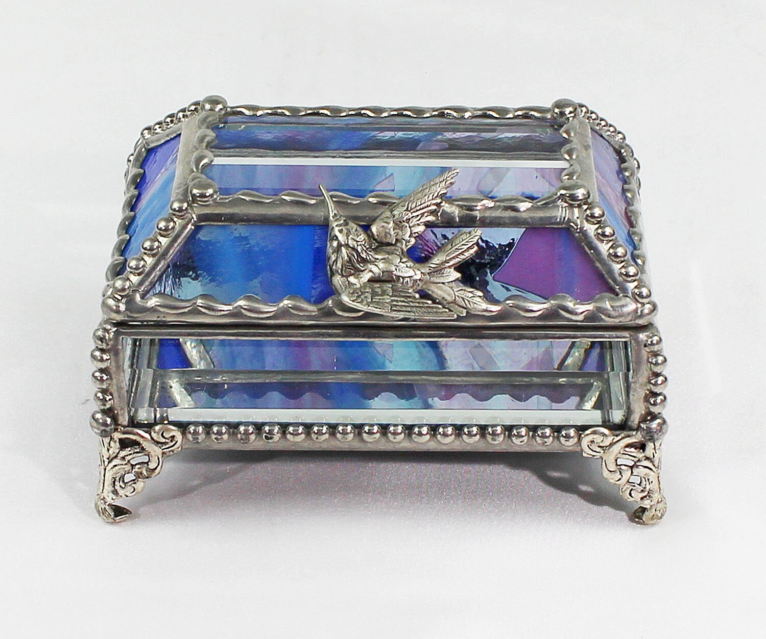 Hummingbird, Stained Glass, Treasure Box, trinket box, jewelry box