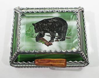 Bear, wildlife,Treasure Box, stained glass box, stained glass, display box, jewelry box, , souvenir, mystic