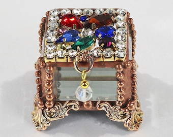 Ring Box, Engagement Ring Box, Presentation Box, Wedding Box, Faberge Style, Beveled