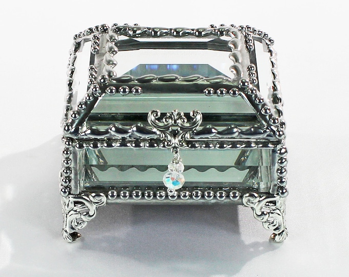 Featured listing image: Crystal Box, Wedding Display, stained glass box, wedding ring presentation , BridesMaid, jewelry box,  souvenir keepsake box, Display  Box