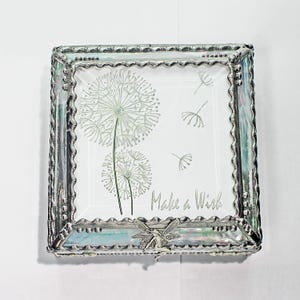 Dandylion Make a Wish Carved Glass Jewelry Box -  Faberge Style