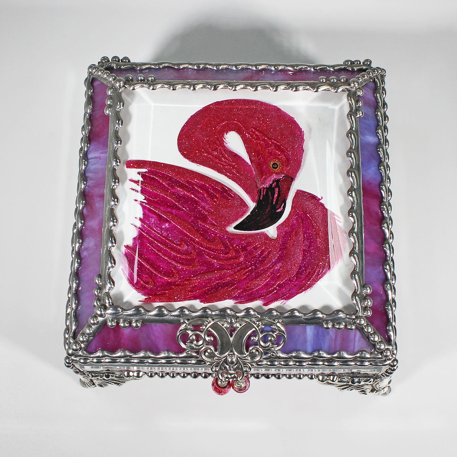 Flamingo Hand Painted Treasure Box, Jewelry Box
