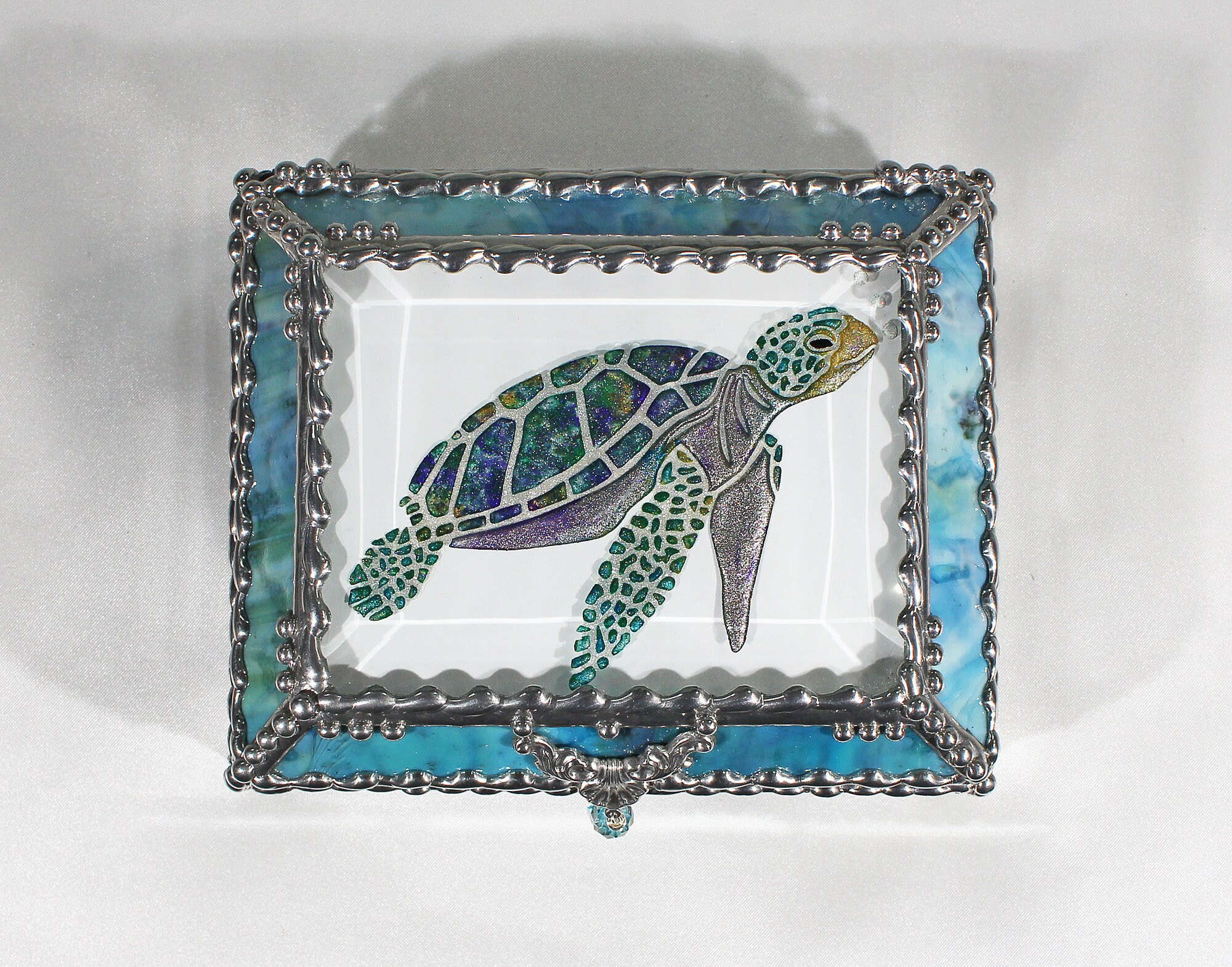 Sea Turtle, Stained Glass, Turtle, Keepsake Box,Jewelry Box, Faberge