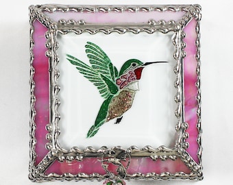 Hummingbird Jewelry Box, Faberge Style, Trinket Box, Columbine