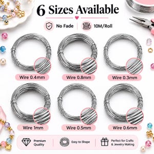 10M Stainless Steel Jewelry Wire, DIY Beading Craft Supply (6 Sizes Available)