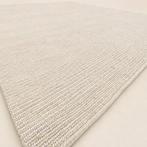 Alfombra de yute gruesa tejida a mano, alfombra de área de bucle color crema, decoración bohemia orgánica moderna