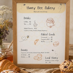 Printable Kids Play Bakery Menu | Pretend Play | Instant Download PDF