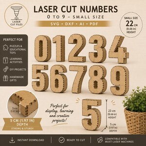 Create sturdy and professional-looking 3D numbers with this complete laser cutting file bundle.