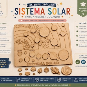 Puzzle du système solaire SVG | Jouet éducatif découpé au laser (Téléchargement numérique)