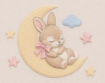 Vintage Sleeping Bunny Plush Rabbit Yellow Pajamas Blue Star