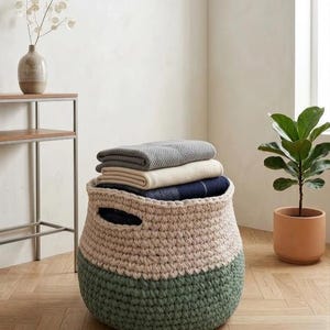 Chunky Crochet Storage Basket Pattern | Easy Blanket Holder (PDF Download) image 2