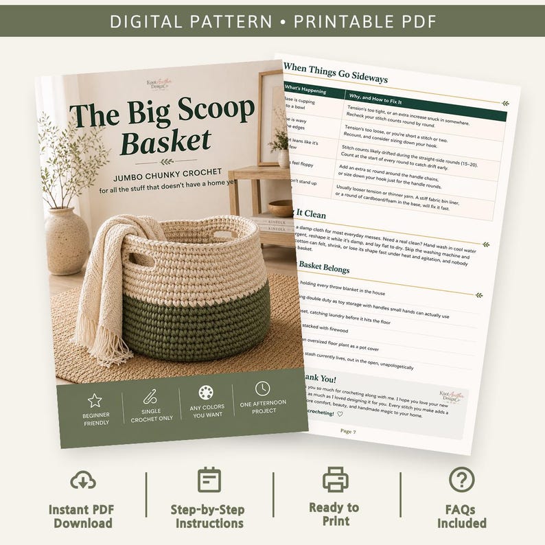 Chunky Crochet Storage Basket Pattern | Easy Blanket Holder (PDF Download) image 6