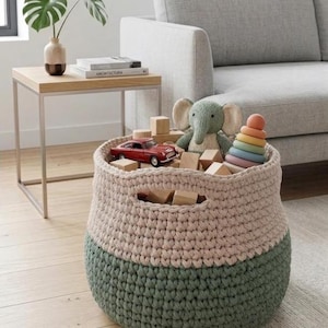 Chunky Crochet Storage Basket Pattern | Easy Blanket Holder (PDF Download) image 4