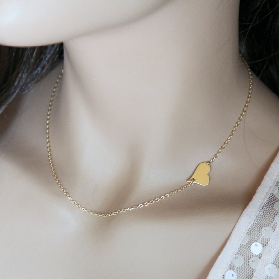 Sideways heart necklace best sale gold