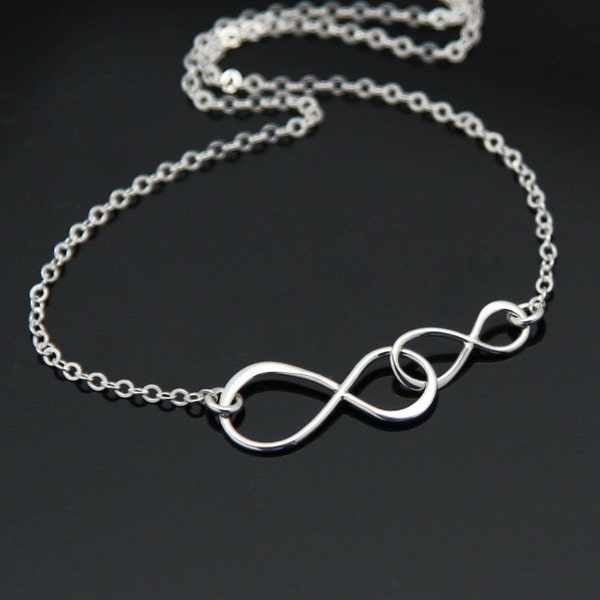 Mother and Daughter Infinity Necklace, Sterling Silver Double Infinity Necklace, Family Necklace, Big Sis Little Sis Necklace, Sorority Sis.