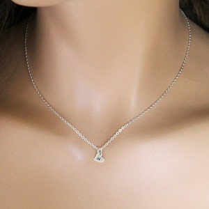 Small Initial Heart Necklace, Sterling Silver Heart Necklace, Layering Necklace, Love Necklace, Bridesmaids Gift, Tiny Heart Necklace.