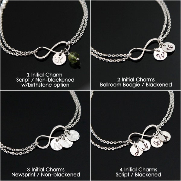 INFINITY Initial Bracelet, Personalized Infinity Bracelet, STERLING SILVER Infinity Bracelet, Mom's Bracelet, Family Initial Bracelet.
