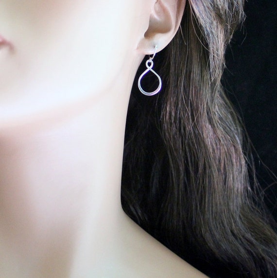Infinito Goccia Orecchini Argento Sterling Massiccio 925