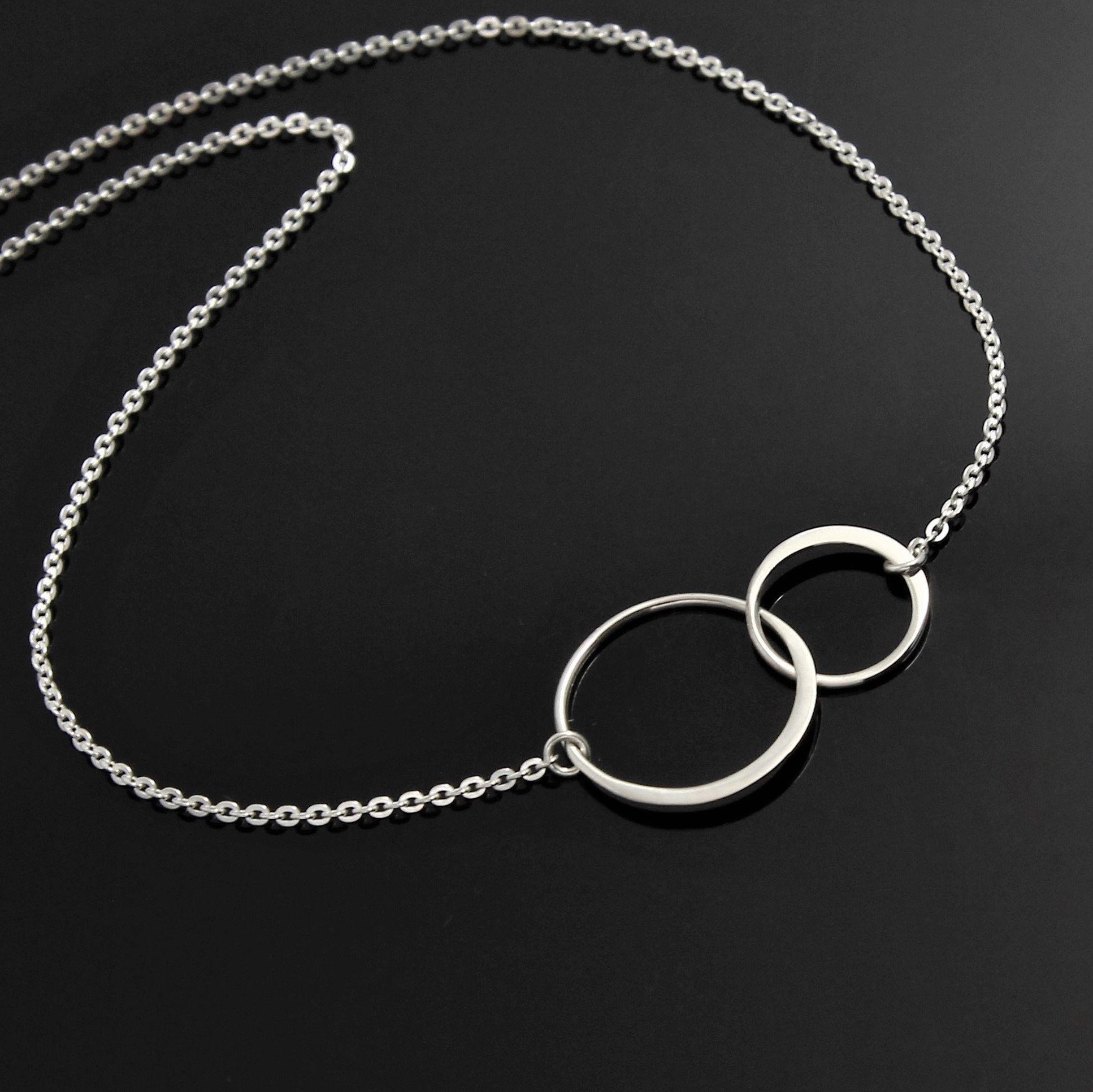Double Circle Necklacesterling Silver Two CIRCLE Link Etsy