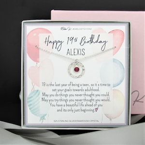 19th Birthday Gift for Her, Birthday Gift Necklace, Birthday Gift for Teenager, Birthstone Necklace, Silver Circle Necklace, STERLING SILVER