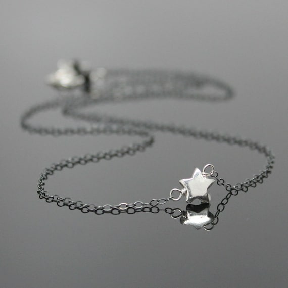 TINY STAR Necklace Oxidized Sterling Silver Silver Star Etsy