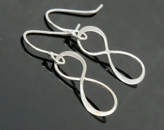 Pendientes INFINITY de plata esterlina, figura ocho pendientes de plata infinita, amistad de amor simbólico, simple moderno.