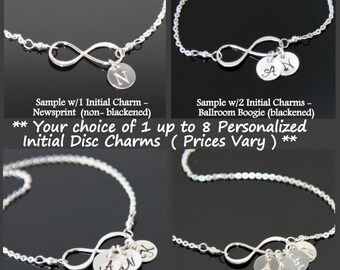 Personalized Infinity Necklace, INFINITY Initial Necklace, Family Charms, Monogrammed, Mom's Necklace.