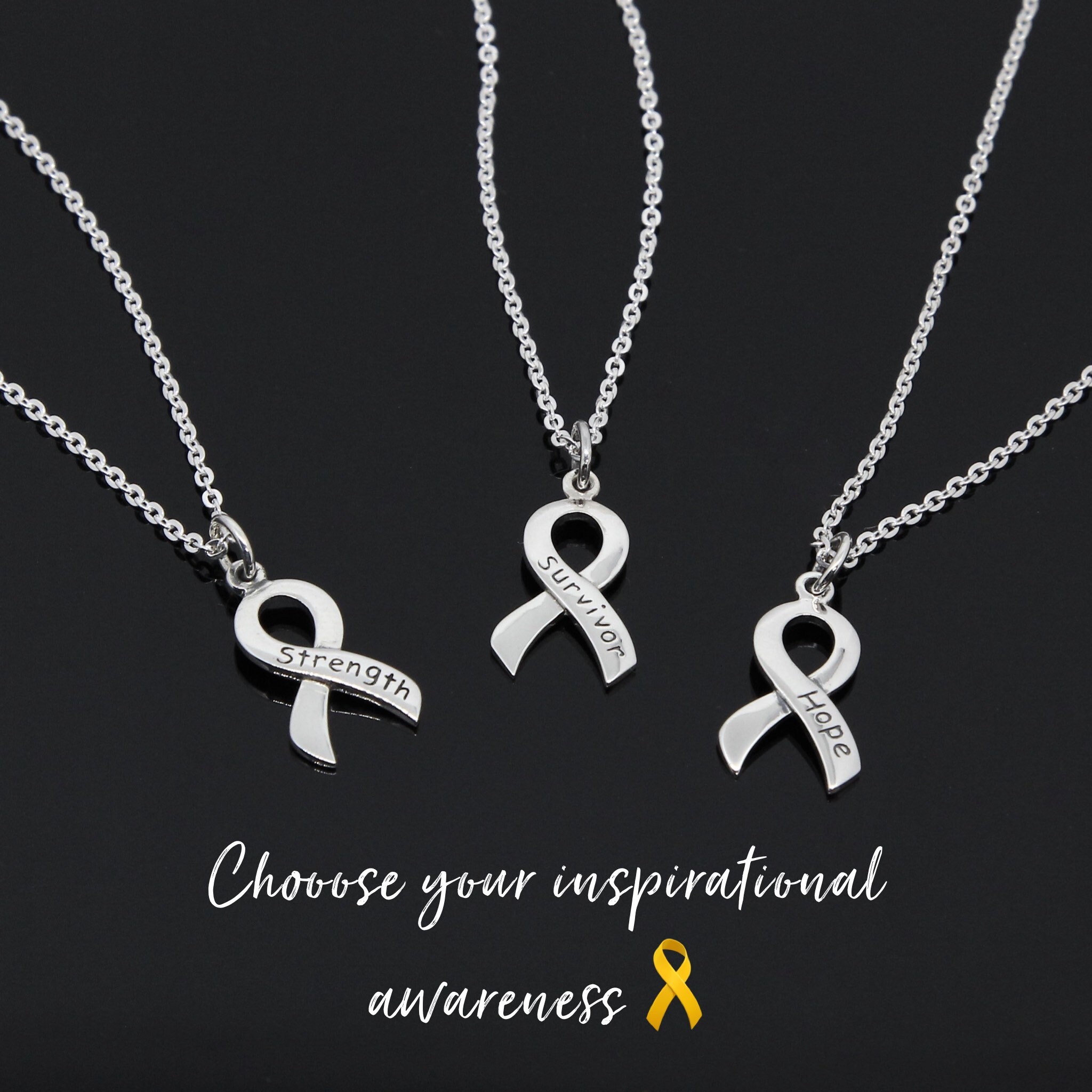 CANCER Ribbon Necklace, Cancer Awareness Necklace, Cancer